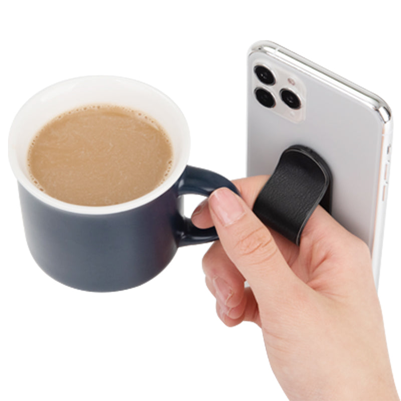 GadgetKing Telefoonhouder & Vingerhouder – Selfie Grip - Leer Look – Licht Paars