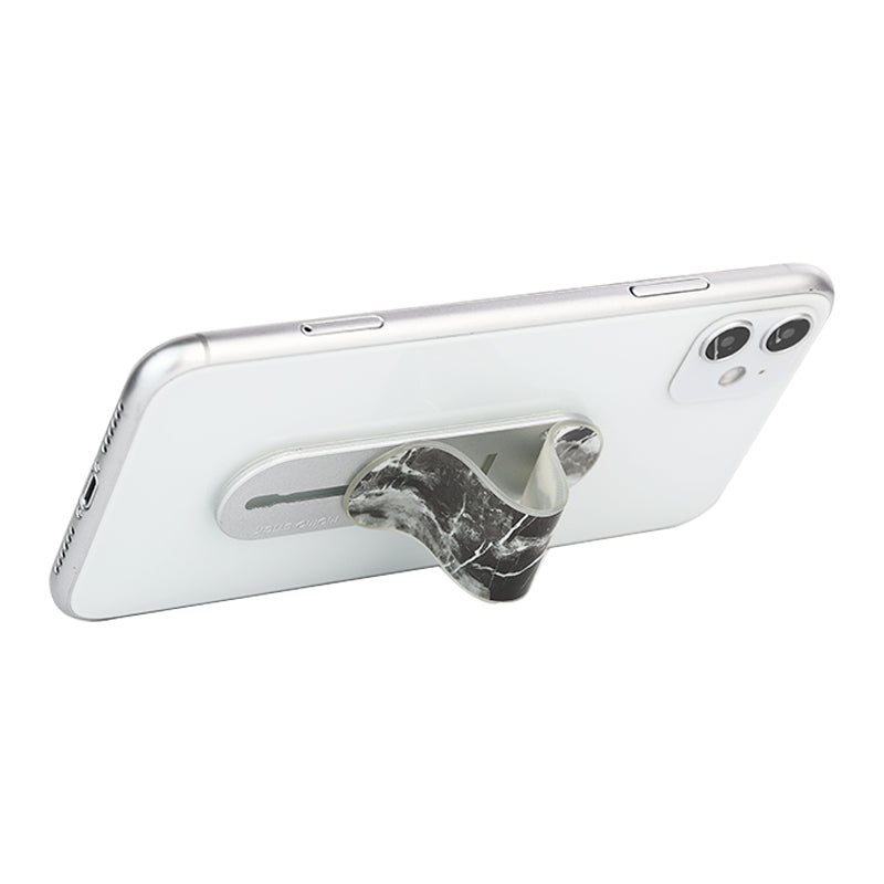 GadgetKing Telefoonhouder & Vingerhouder – Selfie Grip - Marmer Look – Zwart/Wit