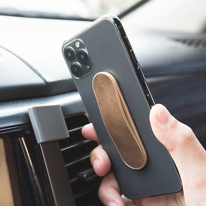 GadgetKing Telefoonhouder & Vingerhouder – Selfie Grip - Suede Look – Bruin