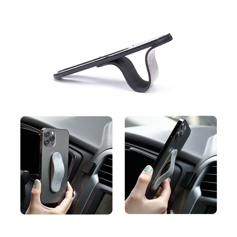 GadgetKing Telefoonhouder & Vingerhouder – Selfie Grip - Leer Look – Zwart