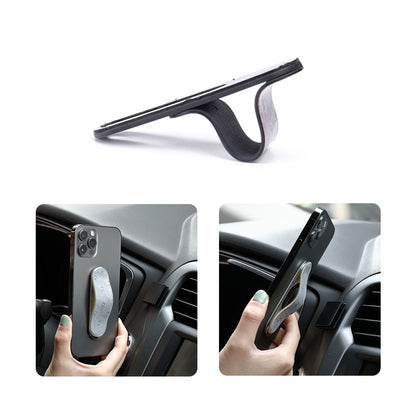GadgetKing Telefoonhouder & Vingerhouder – Selfie Grip - Leer Look – Zwart