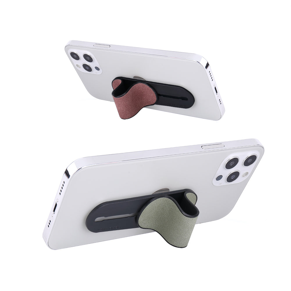 GadgetKing Telefoonhouder & Vingerhouder – Selfie Grip - Suede Look – Bruin