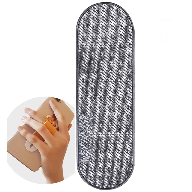 FingerGrip Telefoonhouder & Vingerhouder – Selfie Grip - Spijkerbroek stof - Licht Zwart